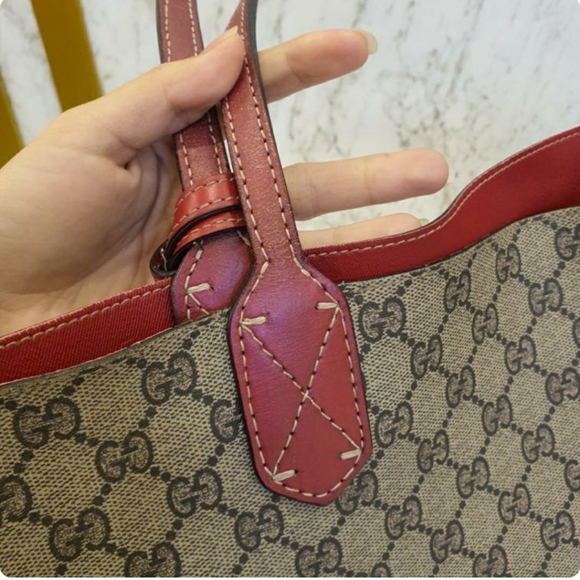 Gucci Beige GG and Red Leather Supreme Monogram - Picture 5 of 8